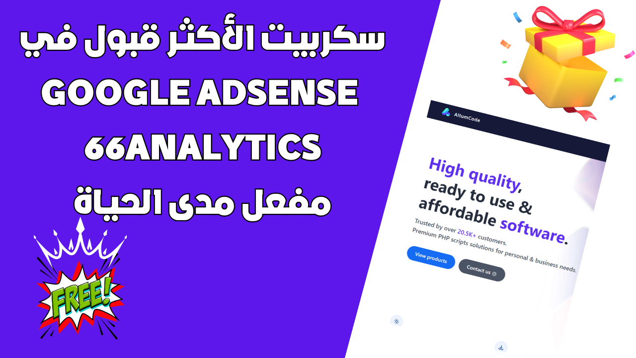 The most accepted script in Google Adsense 66Analytics is activated for life